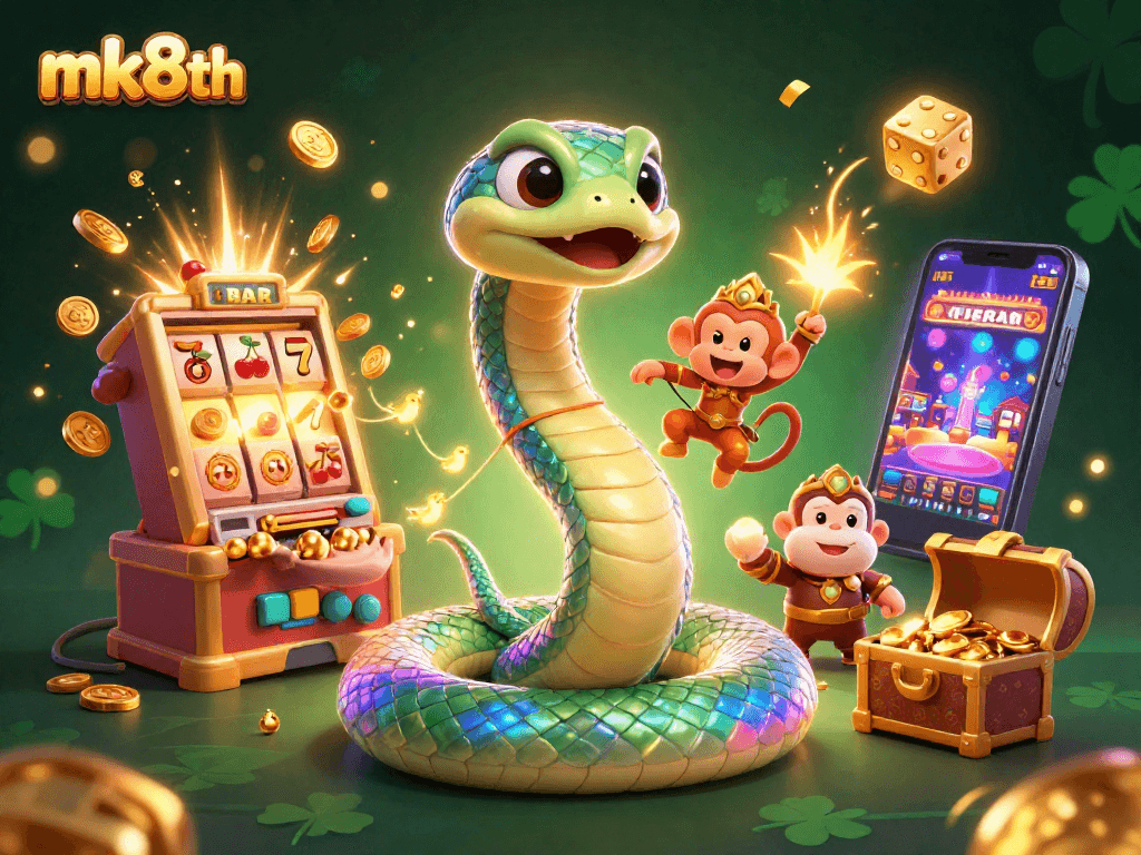 Experience the vibrant world of mk8th with thrilling jackpots, colorful games, and playful characters in a dynamic casino environment.