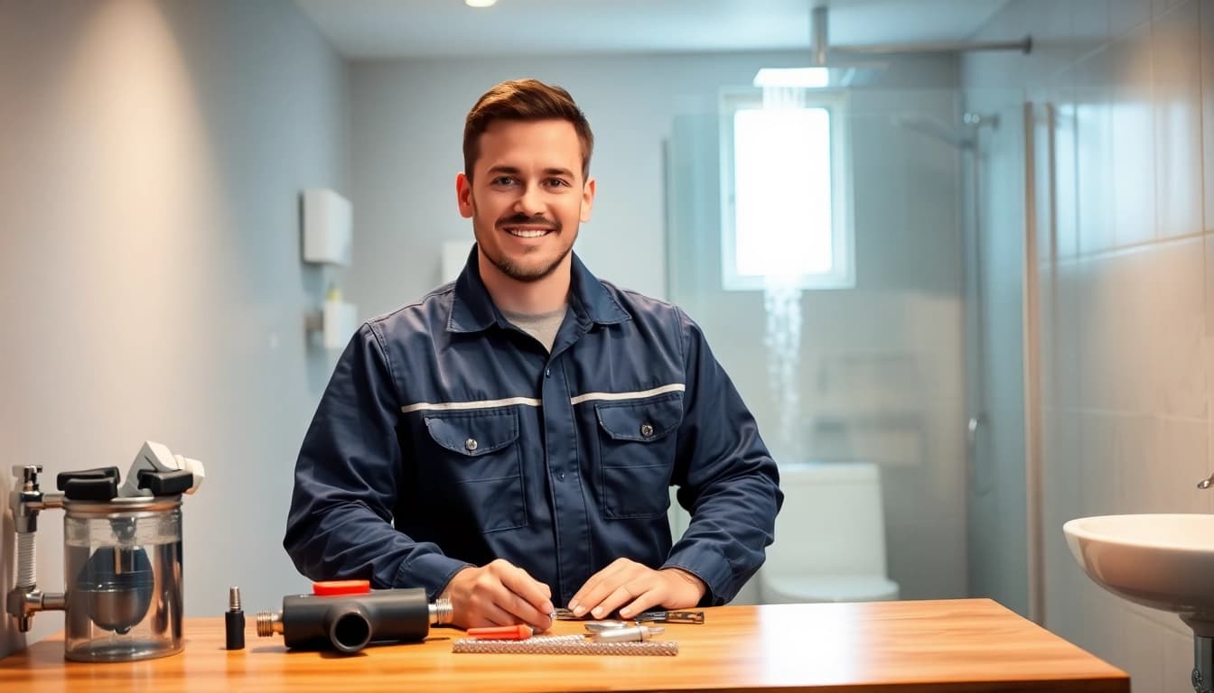 Sanitär Notdienst bei einer professionellen Reparatur durch einen Klempner in einem modernen Badezimmer.