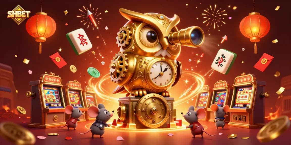 Experience SHBET with a vibrant, detailed casino scene featuring a golden owl and dynamic gaming elements.