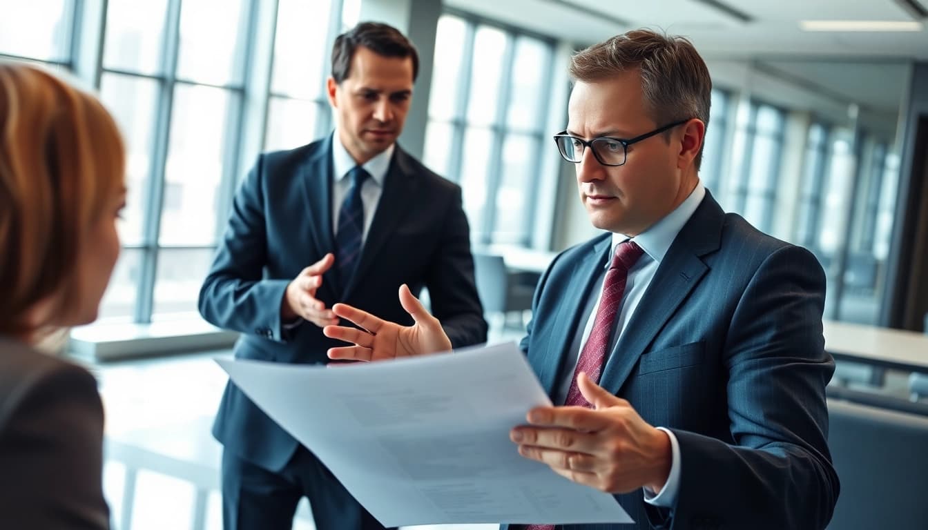 Headhunter Schweiz führt eine wichtige Diskussion mit einem Kandidaten in einem modernen Büro
