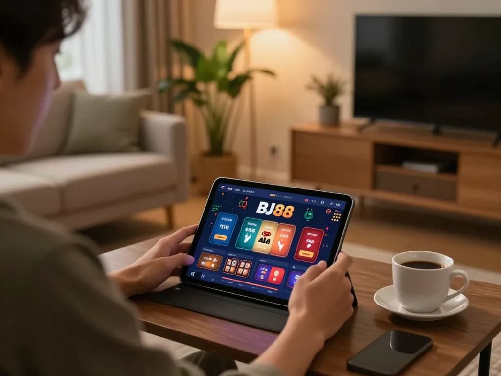 Engaging gaming experience at home with BJ88 online casino setup.