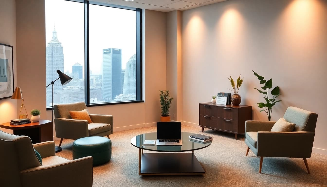 Headhunter's professional office space with a modern design and city view.