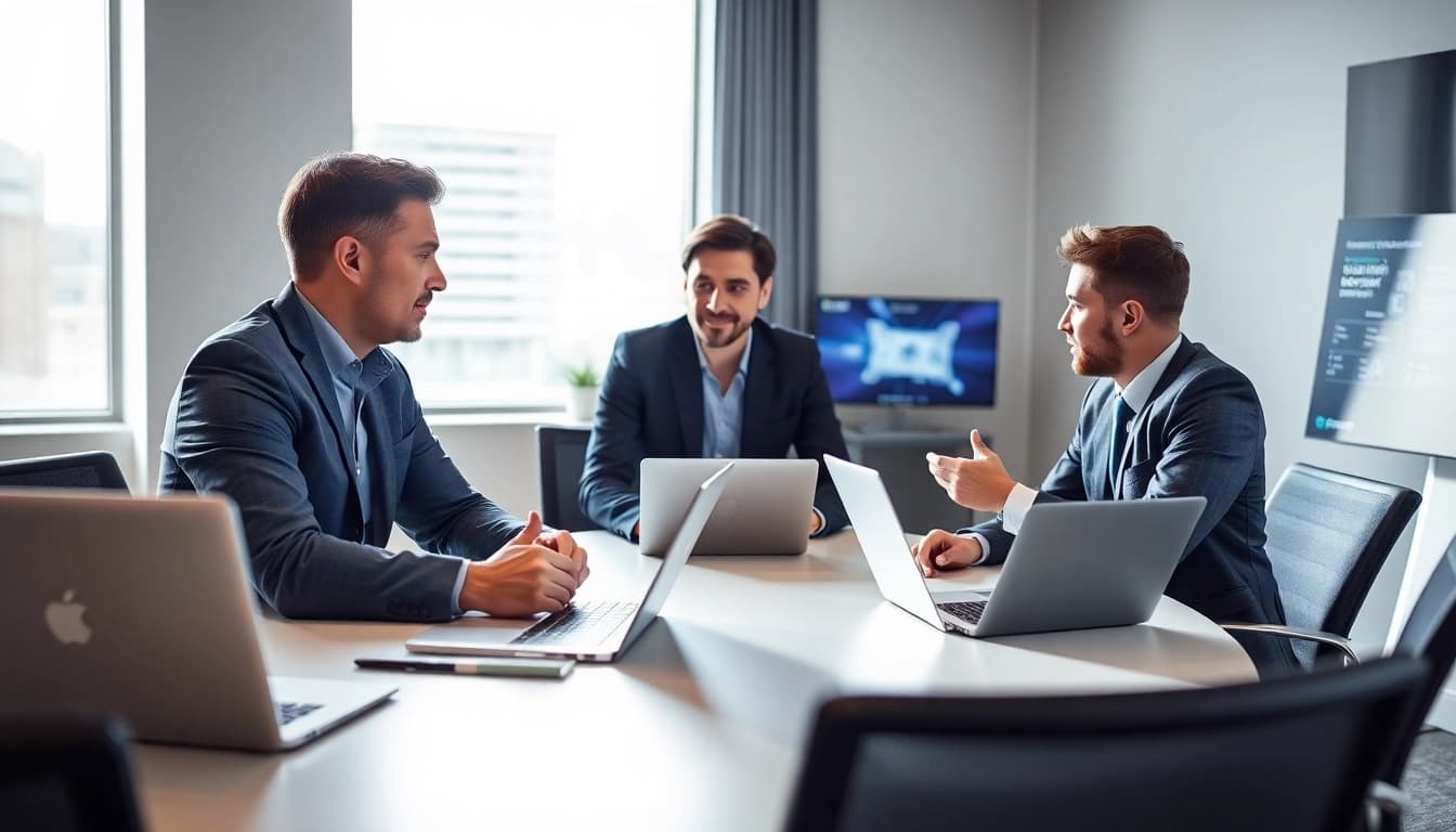 Headhunter IT interview scene with a professional headhunter and tech candidate.