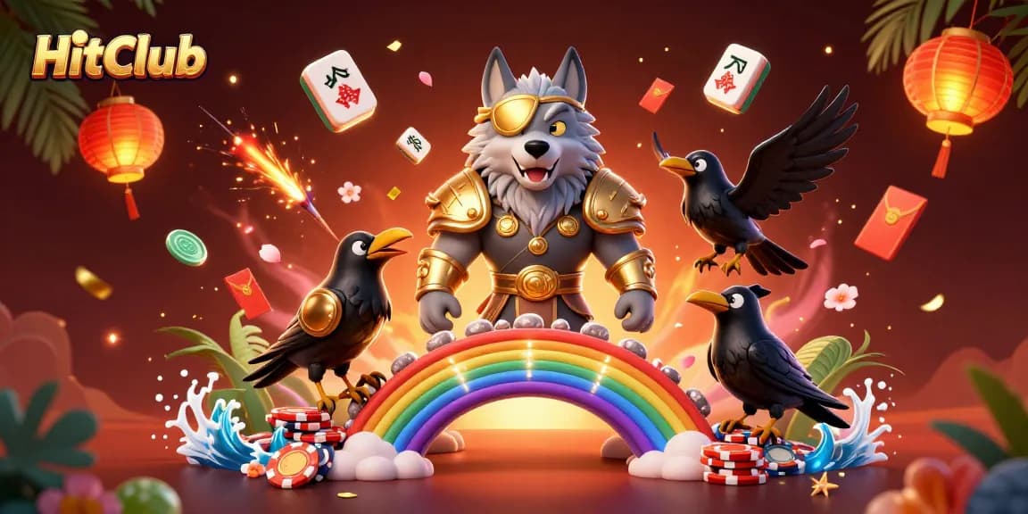 HitClub offers an exciting gambling experience with Odin and mystical elements amidst dynamic casino visuals.