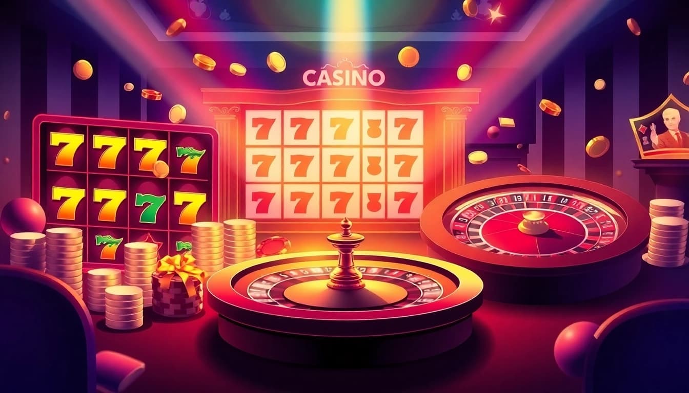 Engaging scene of Online Casinos Österreich showcasing popular games like slots and blackjack with dynamic visuals.