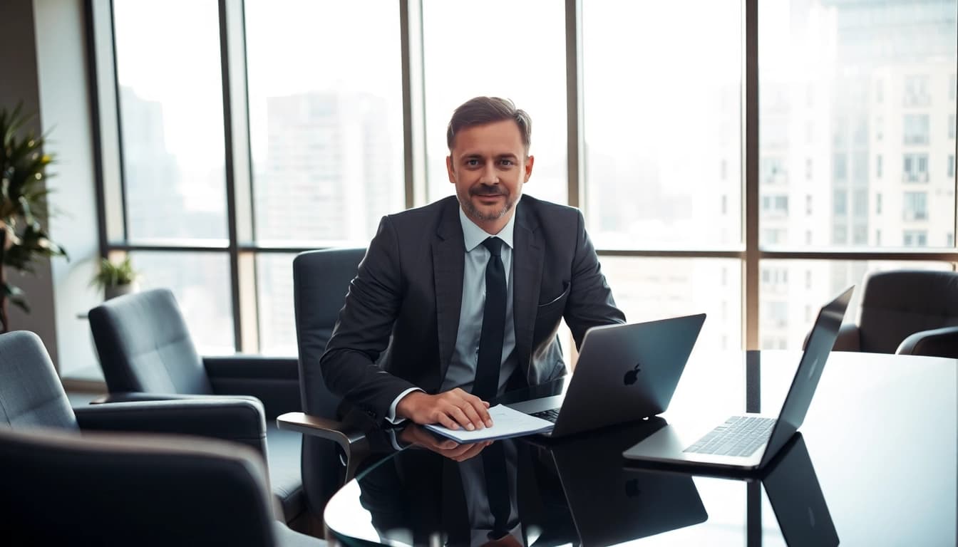 Professioneller Headhunter CEO arbeitet konzentriert in modernem Büro.