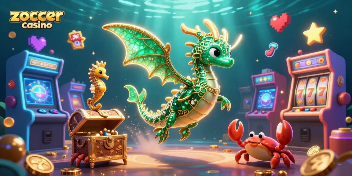 Zoccer casino offers vibrant gameplay with a unique sea dragon, treasure, and exciting slots.