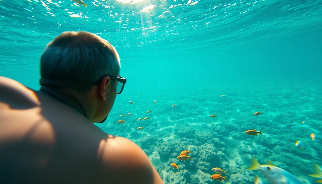 Tauchen in Mexiko: Ein Taucher erkundet die atemberaubende Unterwasserwelt der Karibik mit Korallen und Fischen.