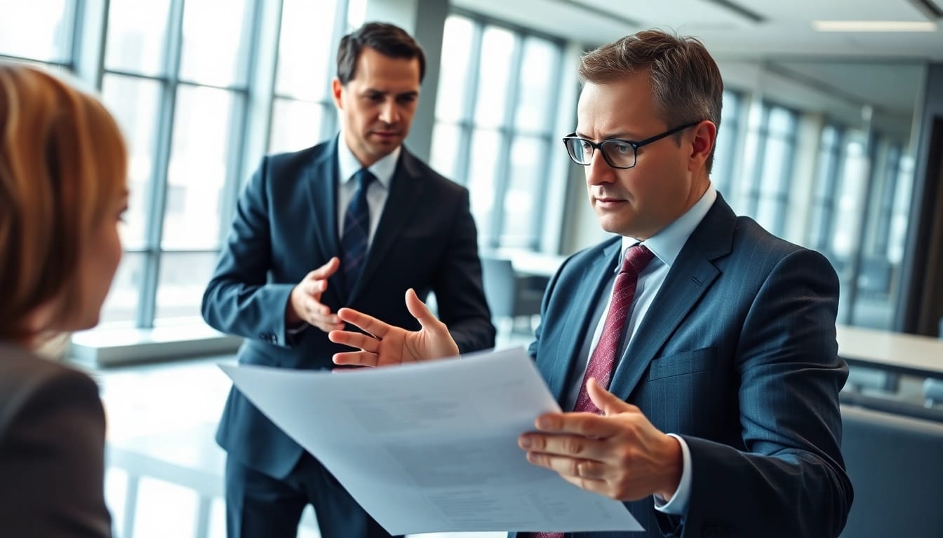Headhunter Schweiz führt eine wichtige Diskussion mit einem Kandidaten in einem modernen Büro