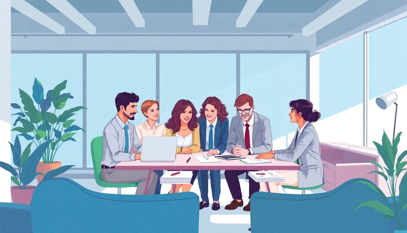 Headhunter Bochum - Diverse team collaborating in a modern office.