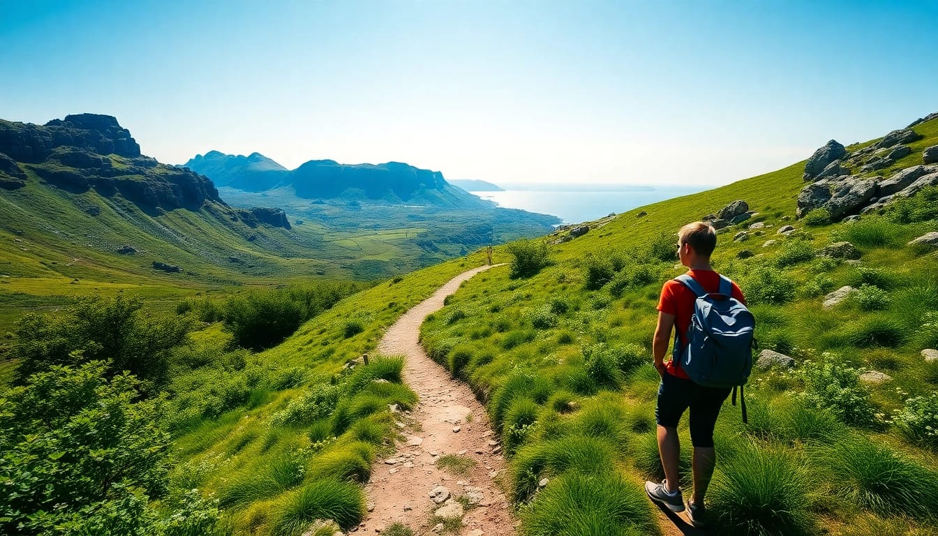 Kerry Way wandern auf einem malerischen Pfad umgeben von üppigem Grün.