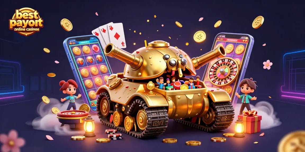 Experience the excitement of the best payout online casinos with this colorful 3D casino tank.