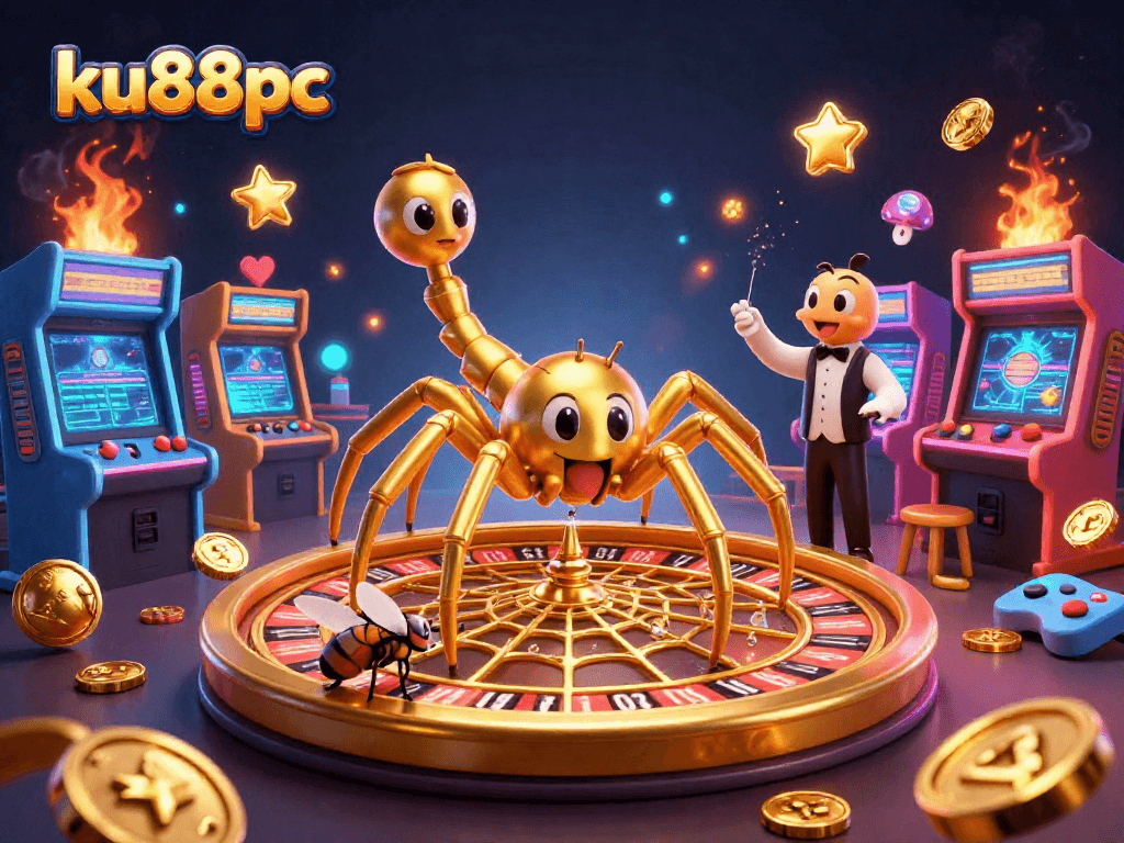 Engage with excitement at ku88pc's casino as the golden spider spins a roulette web.