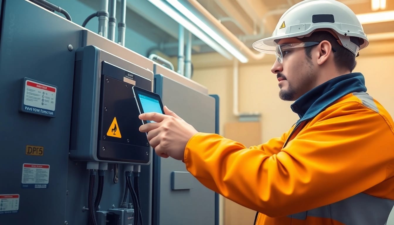 Technician performing a detailed DGUV V3 Prüfung inspection on electrical devices for safety compliance.