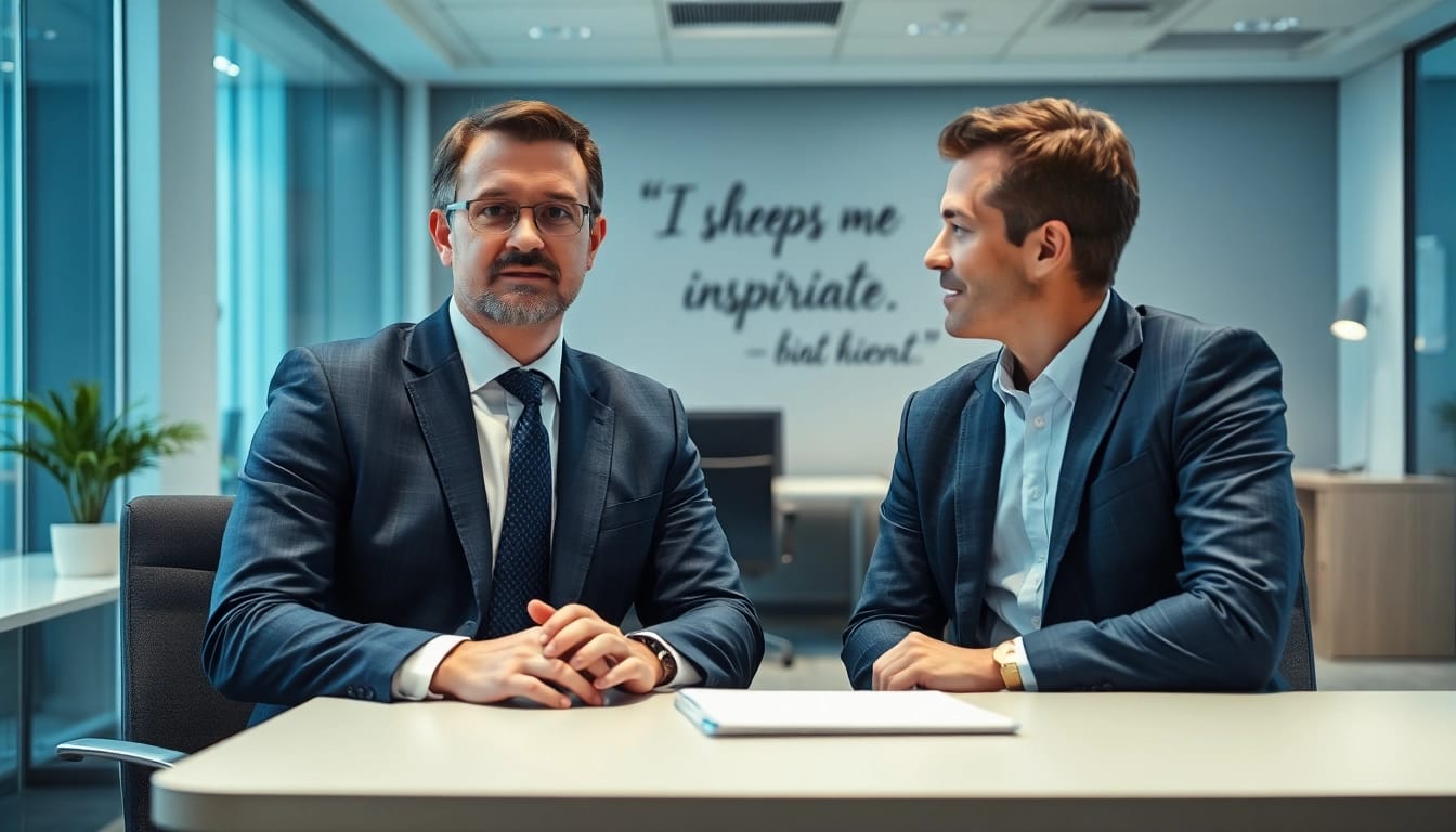 Headhunter Frankfurt in einem modernen Büro spricht mit einem Klienten.
