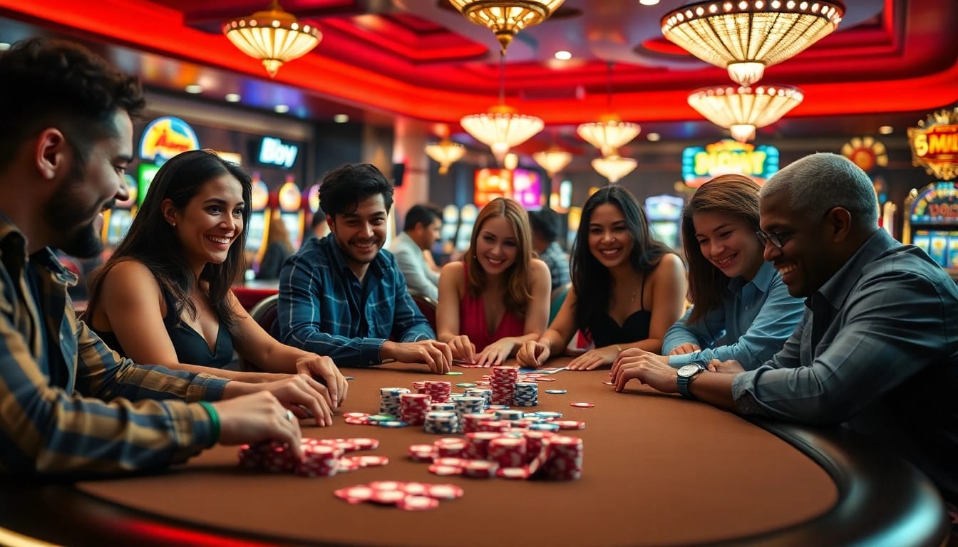 spannende Spieler am Tisch auf casinospielen.de veranschaulichen die Atmosphäre eines Casinos.