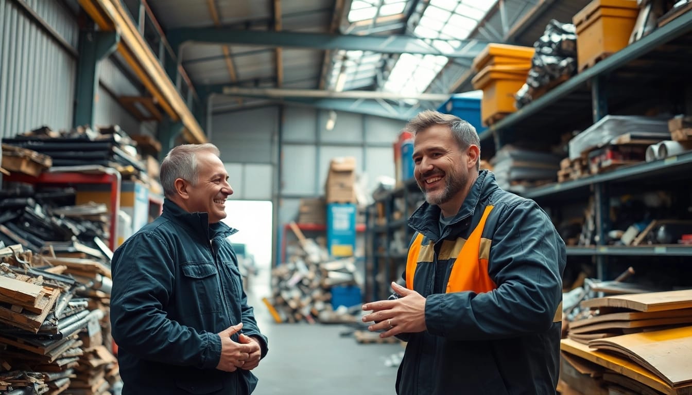 Schrotthändler Duisburg beraten Kunden freundlich beim Verkauf von Altmetall.