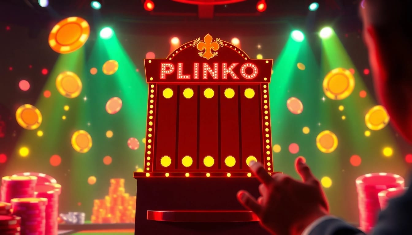 Genieße das aufregende Plinko Casino-Spielerlebnis mit bunten Lichtern und ansprechendem Design, das Spannung und Gewinnchancen vermittelt.