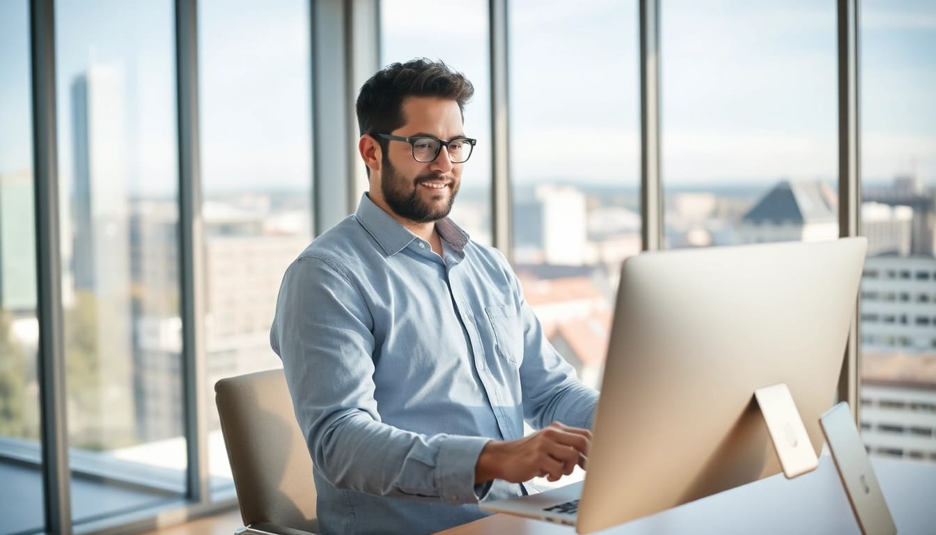 Headhunter Solingen betrachtet Kandidatenprofile in einem modernen Büro.