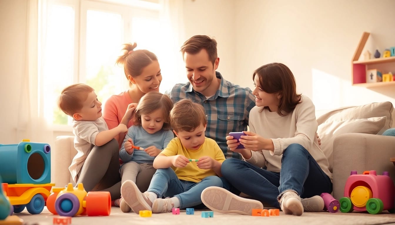 Kindererziehung - Eltern zeigen Liebe und Geduld, während sie mit ihren Kindern tüfteln und lernen.