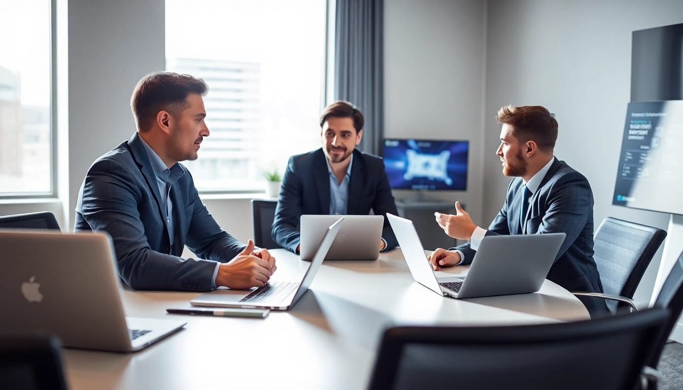 Headhunter IT interview scene with a professional headhunter and tech candidate.