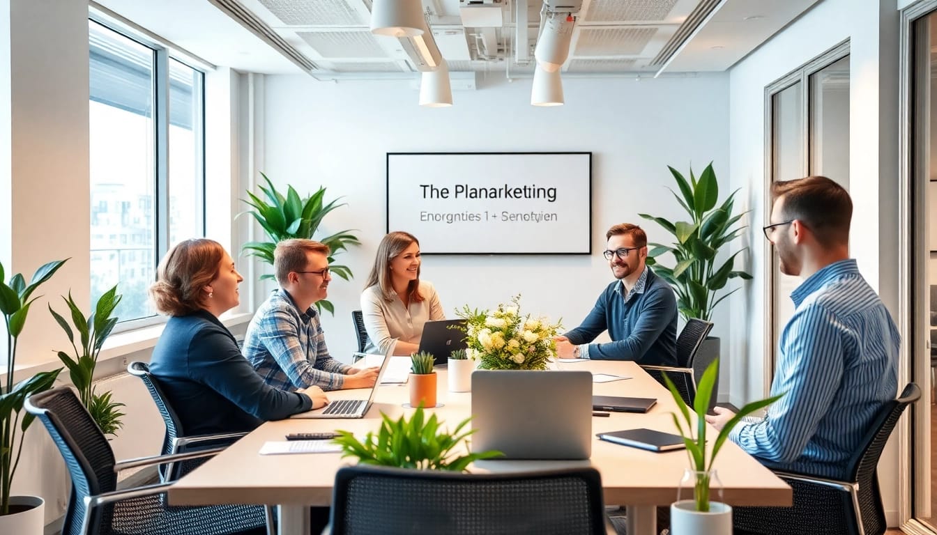 Professionelles Team bei der Arbeit an Pflegemarketing-Strategien, welches innovative Ansätze und kreative Ideen generiert.