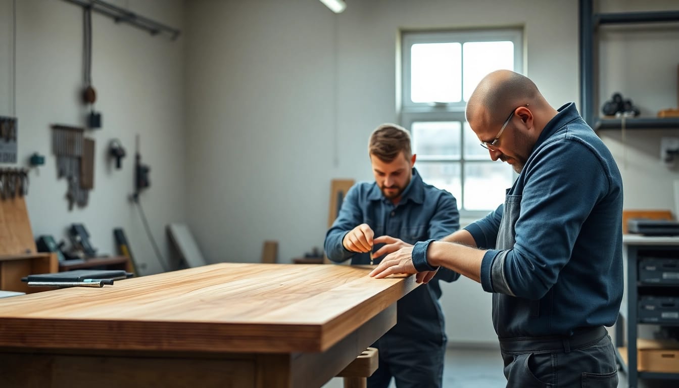 Techniker bei der professionellen Felge richten München, der an einer beschädigten Felge mit hochwertigen Werkzeugen arbeitet.