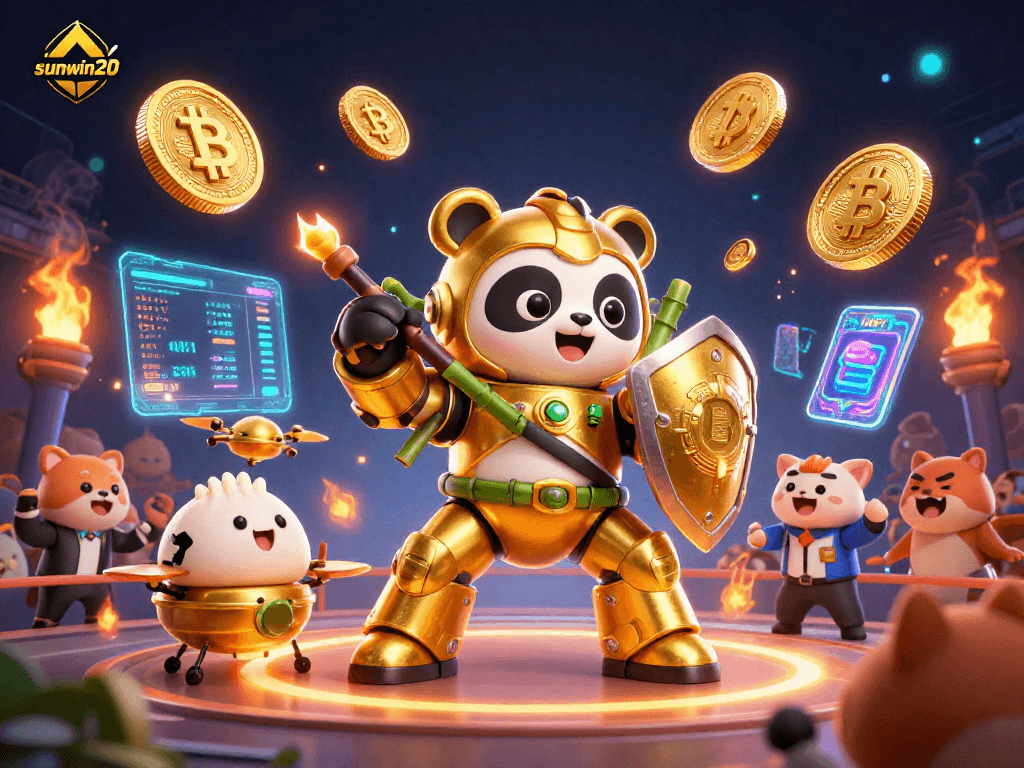 Experience the excitement of sunwin20 with dynamic gaming elements and 3D characters in a vibrant casino scene.