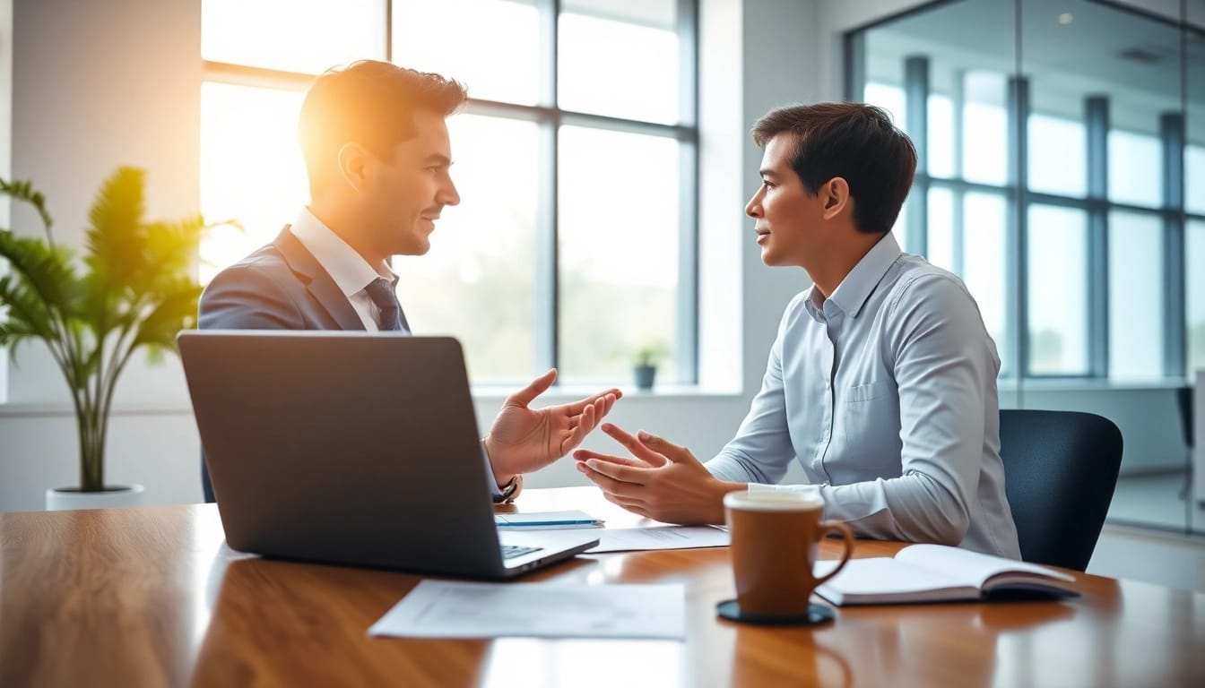 Professioneller Headhunter Schweiz führt Gespräch in modernem Büro.