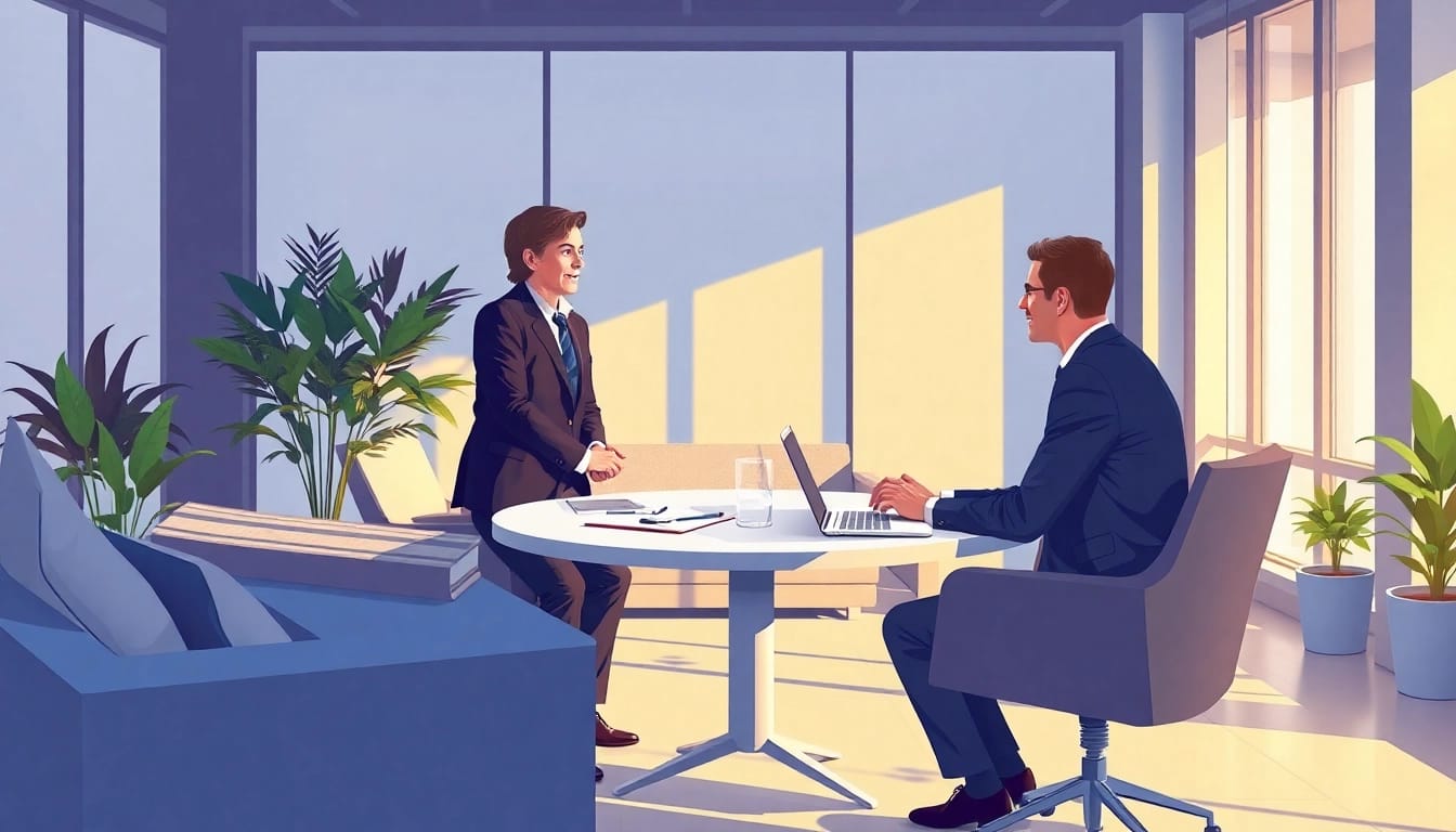 Headhunter Braunschweig in a professional setting, engaging with a candidate.