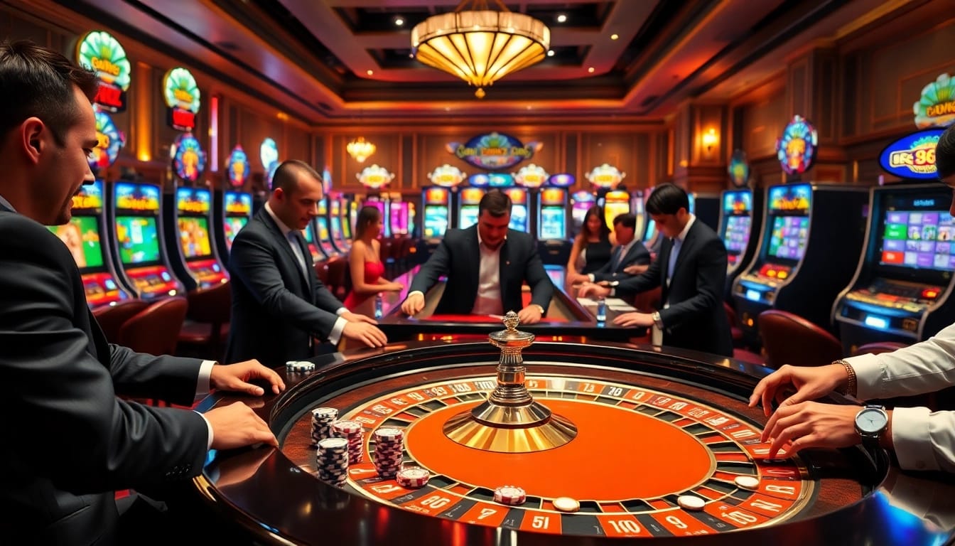 Players engaging in high-stakes gambling at GG88 BLACK's luxurious roulette table.