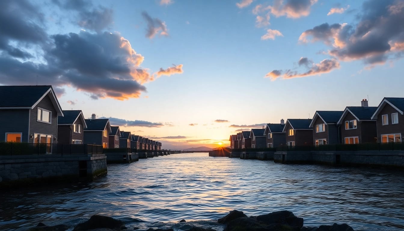 Erforschen Sie die nordzypern immobilien preise durch diese wunderschöne Küstenansicht zur goldenen Stunde.