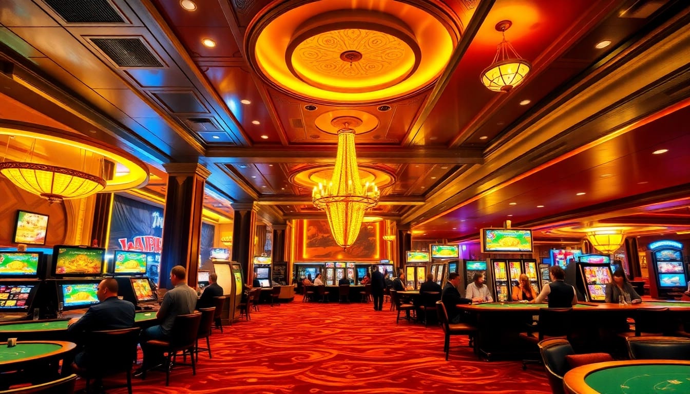 Erlebe die Faszination von casino ohne anmeldung in einem lebhaften, modernen Casino-Setting.