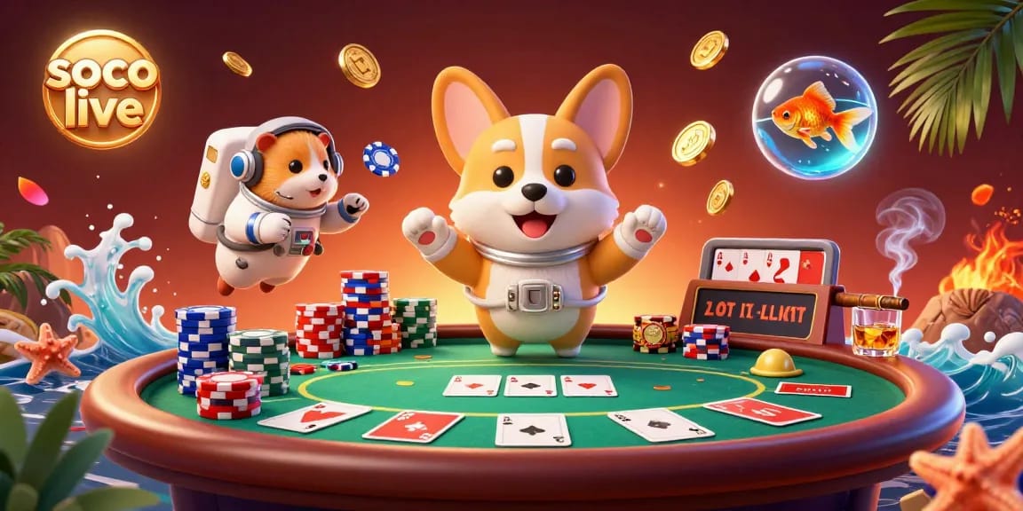 Soco live entertains with thrilling poker action in a vibrant space casino scene.