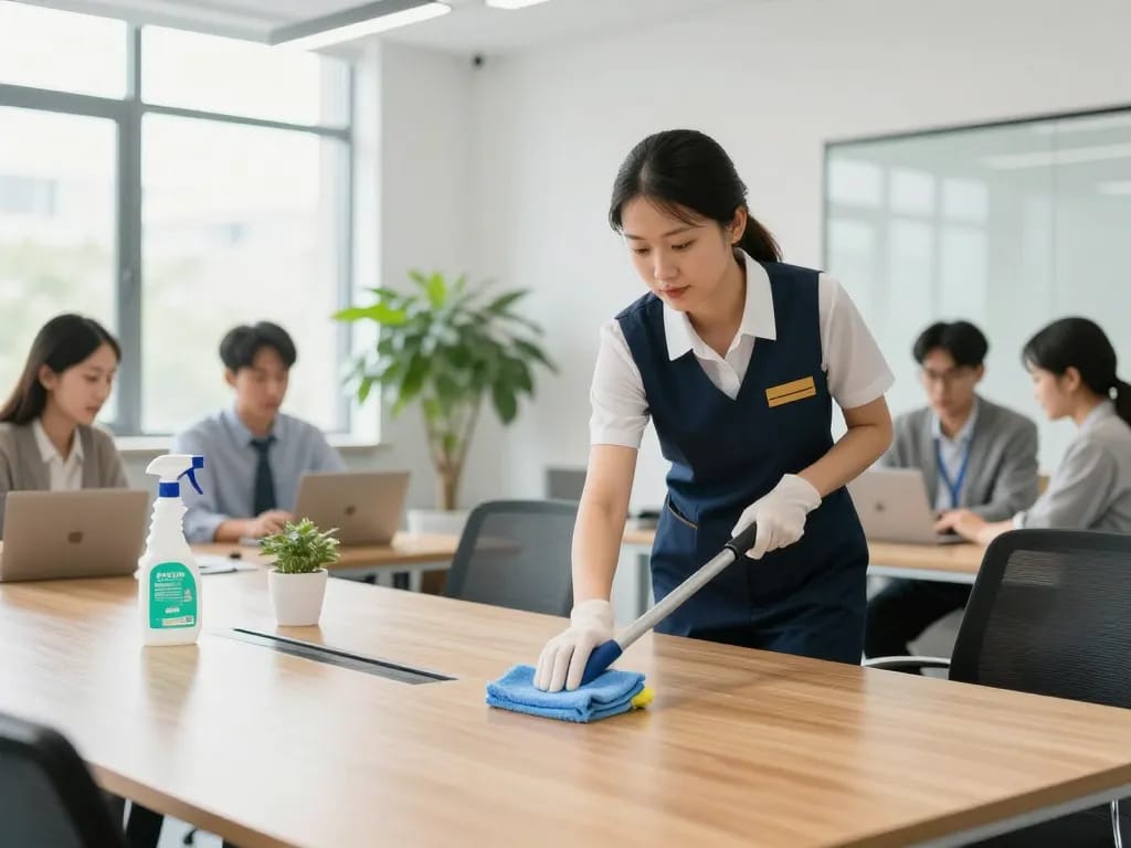 Büroreinigung – Münster & Umgebung mit einem professionellen Reinigungskraft, der ein strahlendes Büro gewährleistet und die Produktivität sowie das Ambiente am Arbeitsplatz verbessert.