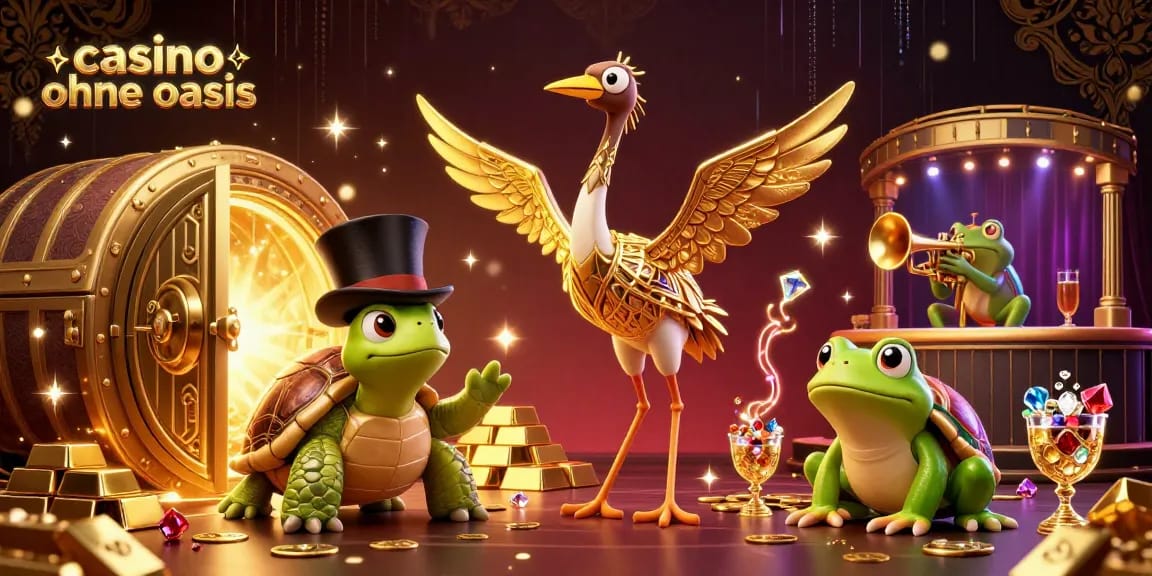 Experience gaming excitement with casino ohne oasis featuring vibrant characters amidst golden treasures.