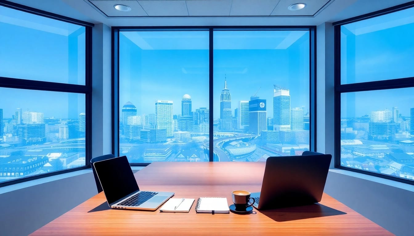 Professionelle Arbeitsumgebung eines Headhunter Frankfurt mit modernem Design und inspirierendem Ausblick.