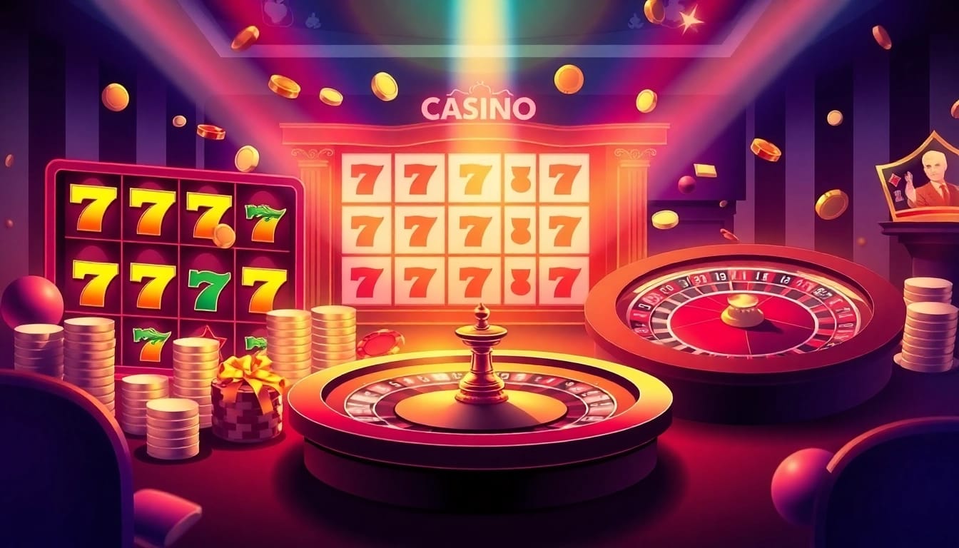 Engaging scene of Online Casinos Österreich showcasing popular games like slots and blackjack with dynamic visuals.