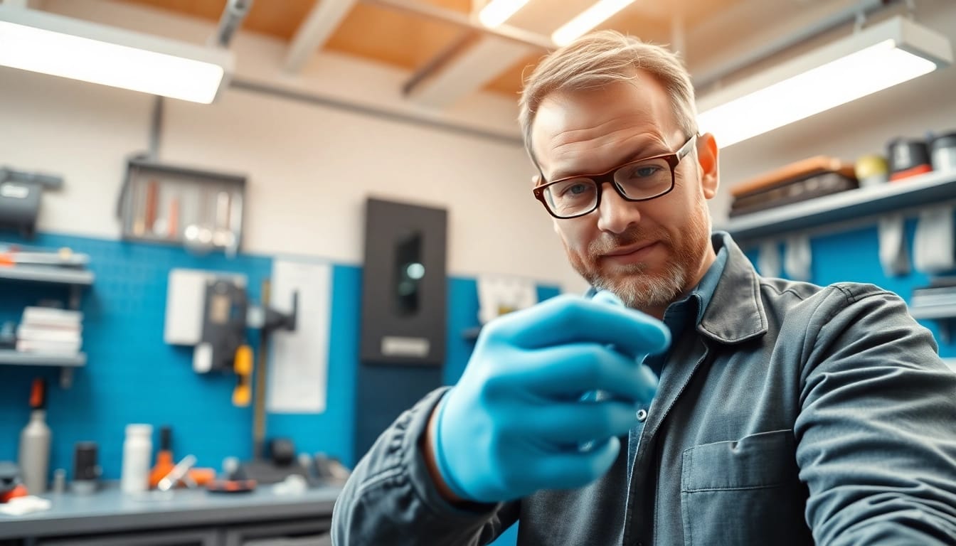 Professioneller Schlüsseldienst Speyer öffnet beschädigungsfrei eine Tür mit modernem Werkzeug.