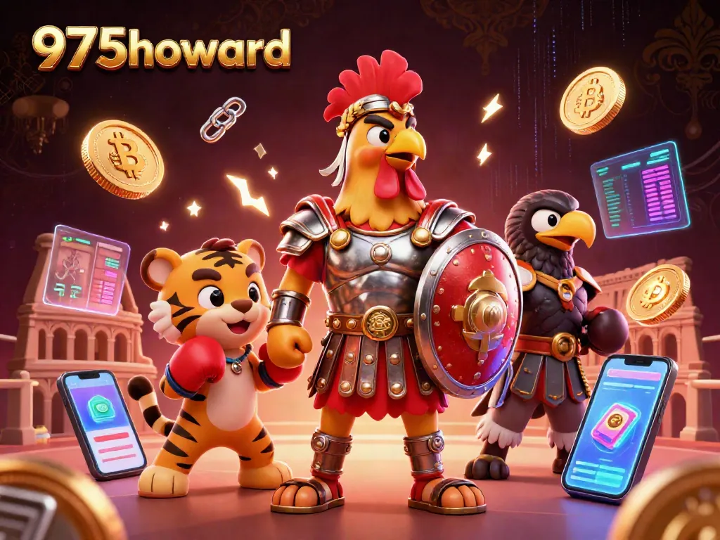 Engage with 975howard's vivid scene showcasing a cinematic casino battle with gladiatorial elements.