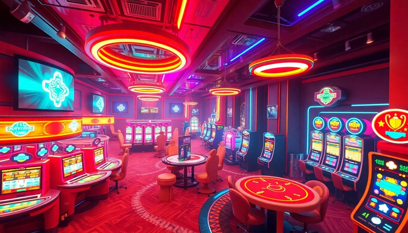 Discover casinos ohne lizenz with vibrant slot machines and gaming tables in a lively atmosphere.