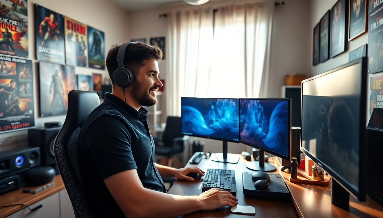 Twitch Streamer Österreich beim Streamen in einem professionellen Heimstudio.