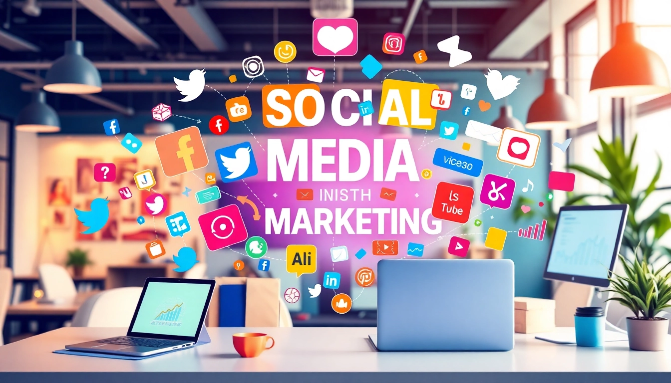 Engage with the social media marketingstrategie through vibrant visuals representing digital interaction and strategy.