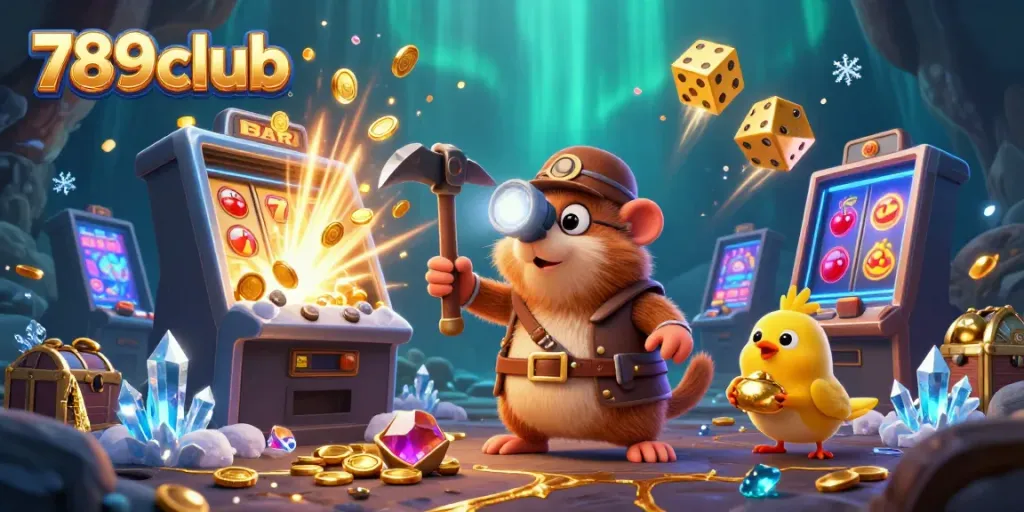 Experience the thrill of 789club with a treasure hunter mole in a dazzling casino scene