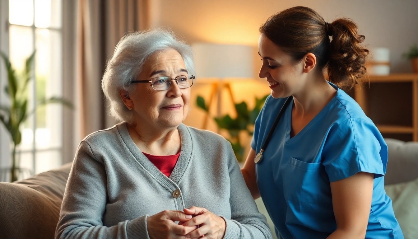 Pflegedienst Hameln: A caregiver providing compassionate support to an elderly client in a warm home environment.