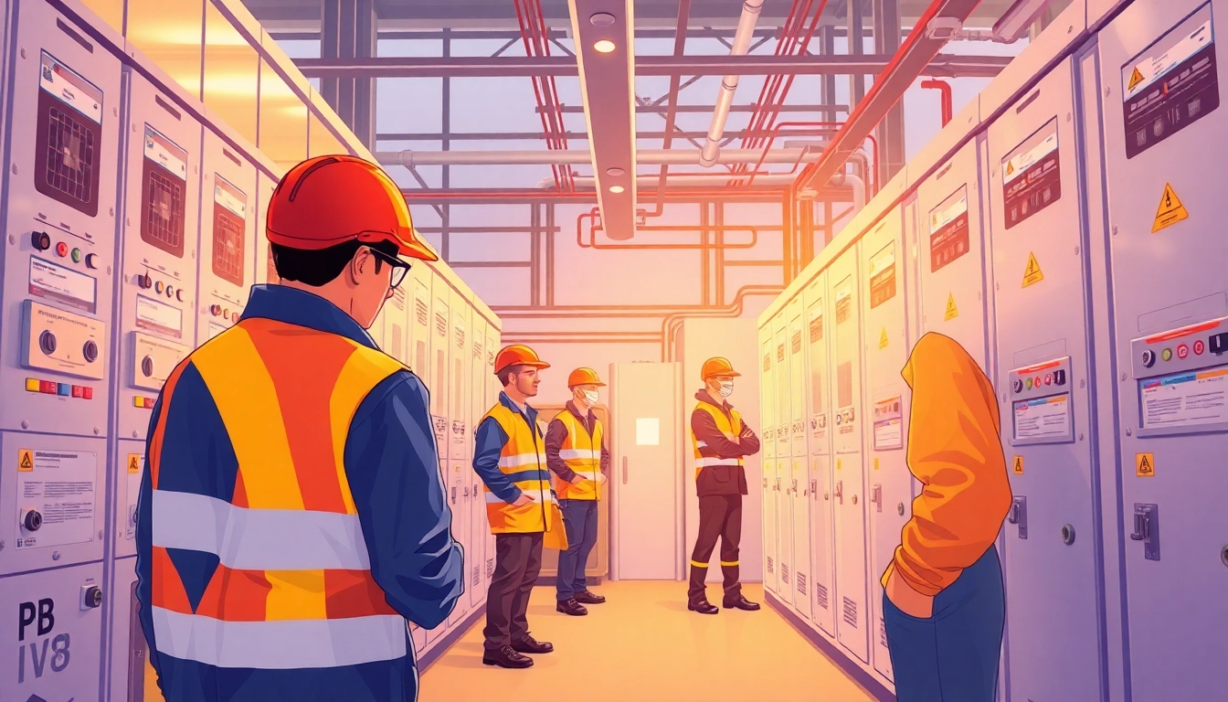 Technician performing DGUV V3 Prüfung on electrical equipment, ensuring workplace safety.